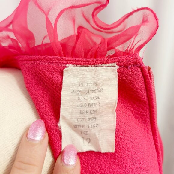 Vintage hot pink ruffle mini dress - fits like a small - Picture 6 of 8